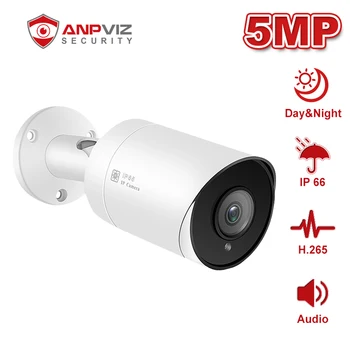 Anpviz 5MP POE Kulka IP Kamera Su Garsu Home/Lauko oro sąlygoms Saugumo Kameros Naktinio Matymo 98ft ONVIF H. 265 P2P