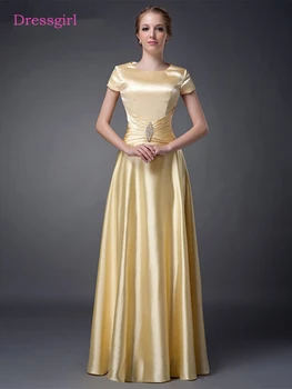 Aukso Motina Nuotakos Suknelės-line Bžūp Rankovėmis, Vakaro Suknelės Plius Dydžio Ilgas Elegantiškas Jaunikis Motinos Vestuvių Suknelės