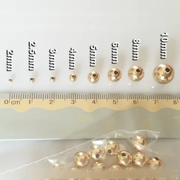 Aukso užpildytas granulių priedai apvalios metalinės karoliukai ne išnyks 2-8mm 