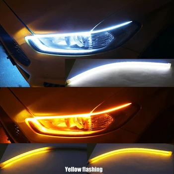 AUTBIC 12V Auto Žibintus Automobiliams, DRL LED Dieniniai Žibintai Posūkio Signalo Vadovas Juostelės priešakinių Šviesų Automobilių Optikos Reikmenys