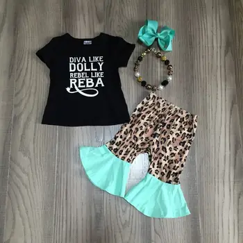 Baby Girl girls vasaros capri komplektus mergina juodi marškinėliai mergina leopard 