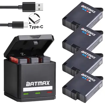 Batmax Už GoPro 5 6 7 Baterija akku+USB Triple įkroviklis, dėžutė su C Tipo uosto GoPro7 Gopro 6 5 Gopro 8 Veiksmo Kameros