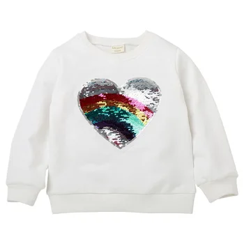 Berniukai Sweatershirts Medvilnės Vaikų Širdies formos Long sleeve T-Shirt Su China Grįžtamasis China Viršūnes Mergaičių Vaikai Balta 