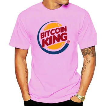 Bitcoin Karalius Dizaino Vyrų Turas Užsakymą Viršūnes Tees Kaklo trumpomis Rankovėmis Drabužius medvilnės 2021 t-shirt Įgulos Kaklo Spausdinimo vyriški