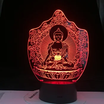 Budizmas Bodhisatvos Jutiklis Neliesti 3D Vaizdo USB LED Suvenyrų Atostogų Dovanų Lempos Dropshipping 7/ 16 Spalvų Keitimas Stalo Lempos