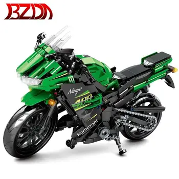 BZDA Motociklą Blokai Klasikinis Žaislas, automobilių įrangos pardavimas, biuro įrangos Motociklo Miesto Transporto priemonės Greičio Lenktynių Automobilio Blokų Kalėdų Dovana Vaikams