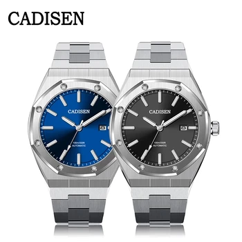 CADISEN Dizainą, Prabangos Prekės ženklo Vyrai Laikrodžiai Mechaninė Automatinė Mėlyna Žiūrėti Vyrų 100M Vandeniui Atsitiktinis Verslo šviesos Laikrodis