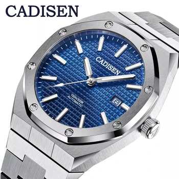CADISEN Dizainą, Prabangos Prekės ženklo Vyrai Laikrodžiai Mechaninė Automatinė Mėlyna Žiūrėti Vyrų 100M Vandeniui Atsitiktinis Verslo šviesos Laikrodis
