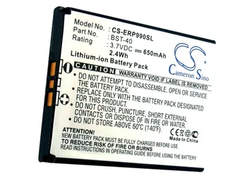 Cameron Kinijos 650mAh Baterijas BST-40 Sony Ericsson P1, P1c, P1i, P700i, P990, P990i, Z555i