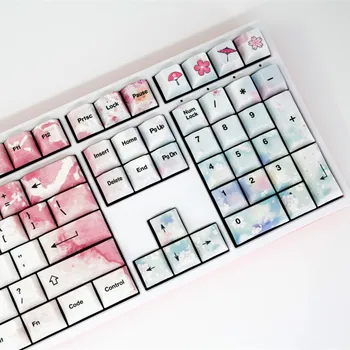 Cherry Blossom Aukštos Kokybės Keycaps Pilnas Komplektas Mechaninė Klaviatūra Keycaps PBT 5 Veido Dažų Sublimacijos Visiems Sakura Keycap