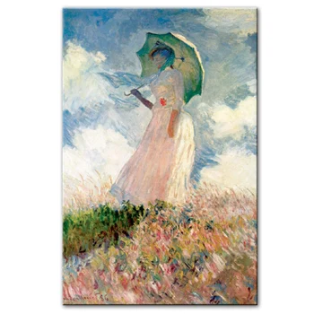 Claude Monet Moteris Su Skėtis Sienos Menas Drobė Paveikslų Reprodukcijos Impresionistų Garsaus Drobė Art Prints Namų Puošybai