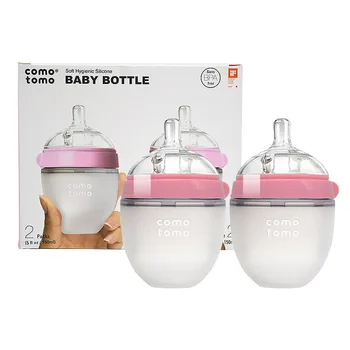 Comotomo butelį, naujas gimęs kūdikis, šėrimo buteliukas 150ml 250ml Rožinė-Žalia comotomo