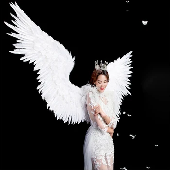 Cosplay Vaiskiai Balta angelo sparno plunksna suaugusiųjų modelis kilimo ir tūpimo tako apatinius rodyti fotografavimo rekvizitai festivalis partijos sparnai, Kalėdų vestuvių