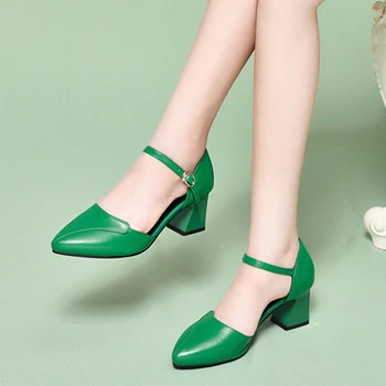 Cresfimix sapato feminino ponios aukštos kokybės pu odos aukšto kulno batai, biuro, moterų mados žaliųjų partijos siurbliai a5983b