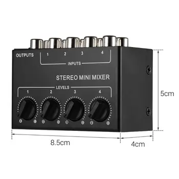 CX400 Mini Pasyvus Stereo Mixer Rca 4-Kanalo Pasyvus Mažas Maišytuvas Maišytuvas Maišytuvas Stereo Išdalijimo Gyventi Studija