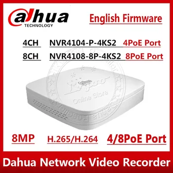 Dahua NVR NVR4104-P-4kS2 NVVR4108-8P-4KS2 4CH 8CH 8MP Smart 1U 4PoE 8PoE 4K&H. 265 Lite Tinklo Vaizdo įrašymo 1SATA Su logo