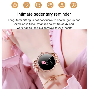 Deimantų dygliuotos Smart Žiūrėti 2020 Moterų Gražių Plieno Laikrodžiai IP68 Vandeniui Apyrankę Širdies ritmo LW20 Smartwatch Dovana Mylėtojas