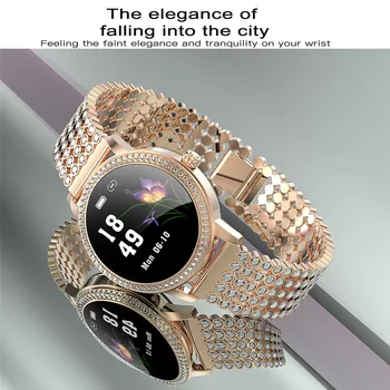 Deimantų dygliuotos Smart Žiūrėti 2020 Moterų Gražių Plieno Laikrodžiai IP68 Vandeniui Apyrankę Širdies ritmo LW20 Smartwatch Dovana Mylėtojas