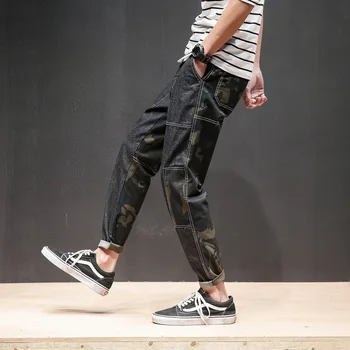 Derliaus vyriškos Kelnės Haremo Kamufliažas Japonijos Streetwear Krovinių Kelnės Hip-Hop Kišenė Elastinga Juosmens Kelnės Vyriškos Kelnės Kratinys