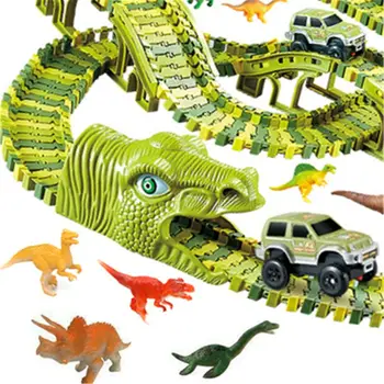 Dinozaurų Geležinkelio Žaislas Automobilis Sekti Lenktynių Trasoje Žaislų Rinkinys Švietimo Lenkimo Lankstus