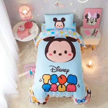 Disney princesė 3d medvilnės vaikų patalynės komplektas antklode padengti protecter padengti pagalvės užvalkalą, patalynės komplektas