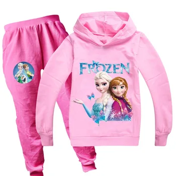 Disney Vaikams Tracksuit Vaikams Drabužių Rinkiniai Kūdikių Mergaičių Sportiniai Kostiumai Hoodies Megztiniai Kelnės Su 2 Vnt Užšaldyti Elsa Drabužiai