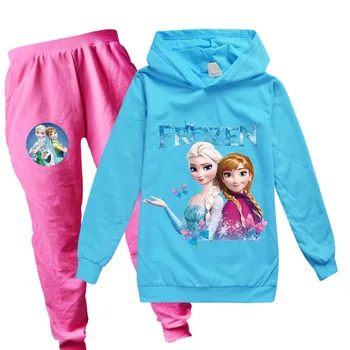 Disney Vaikams Tracksuit Vaikams Drabužių Rinkiniai Kūdikių Mergaičių Sportiniai Kostiumai Hoodies Megztiniai Kelnės Su 2 Vnt Užšaldyti Elsa Drabužiai