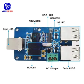 Diymore 4 Kanalų ADUM3160 B0505S 1500V USB į USB Įtampos Izoliatorius Modulis Prikabinti Apsaugos Valdybos Paramos 12Mbps 1,5 Mbps