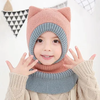 Doit 2 6 Y Žiemos skrybėlę vaikams beanies berniukai Kepuraitė Vaikas mezgimo kailiniai skrybėlės Apsaugoti veido, kaklo tvora vaikas merginos Earflap Kepurės