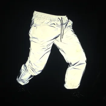 Dropshipper hip-hop vyrų atspindintis kelnes poilsiu vyrų sweatpants streetwear atsitiktinis naktį, šviesą atspindinčios kelnės poroms