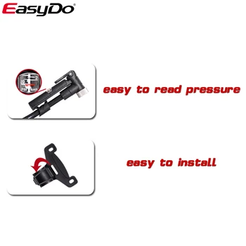 EasyDo Mini Lengvas Siurblys 120Psi Oro Maker įmontuotu Aliuminio Lydinio, Tinka Presta&Schrader Vožtuvas Dviratį Accesseriors