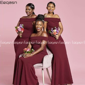 Eeqasn Afrikos Moterų Undinė Bridesmaid Dresses 2020 Ilgai Off Peties Skraiste Demoiselle D ' honneur Vestuvių Svečias Šalis Suknelė