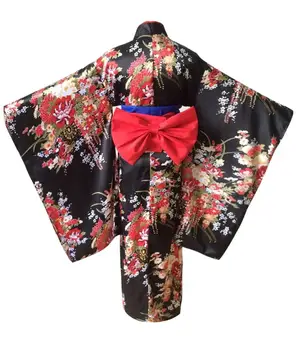 Elegantiškas Moteris Spausdintų Gėlių Geiša Rūbeliai Suknelė Klasikinės Japonų Stiliaus Cosplay Kostiumai, Seksualus Kimono Vonia, Chalatas, Chalatai Su Obi 3XL