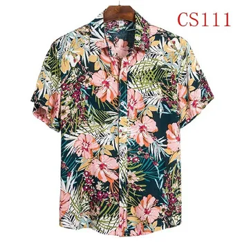 FFXZSJ naujas vyrų vasaros marškinėliai 2020 m., Havajų marškinėliai atsitiktinis paplūdimio marškinėliai Europos plus-size atvartas, trumparankoviai marškinėliai