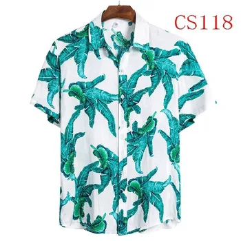 FFXZSJ naujas vyrų vasaros marškinėliai 2020 m., Havajų marškinėliai atsitiktinis paplūdimio marškinėliai Europos plus-size atvartas, trumparankoviai marškinėliai