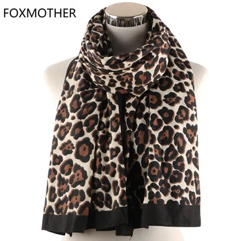 FOXMOTHER Naujas Moterų Leopard Šalikas Ruda Gyvūnų Spausdinti Skara Šalikai, Minkštas Pavogė Sjaal Musulmonišką Hidžabą šalikai, šaliai, kaklaskarės Pashminas Ponios