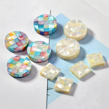 Gamtos Motina Pearl Shell Granules Moterys, Mix-Spalvos Mozaikos Round Square Seashell Karoliukų, Skirta 