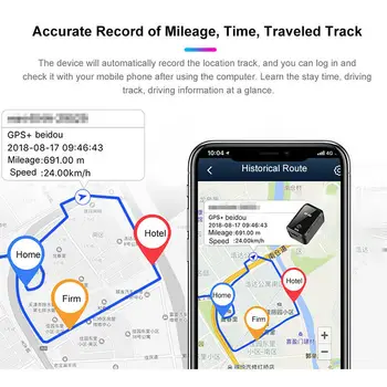 GF-09 Mini GPS Seklys APP Kontrolės Anti-Theft Prietaisas Automobilio Vaikai Locator Magnetinio Diktofonas Transporto priemonės, Automobilių Asmens Vietą