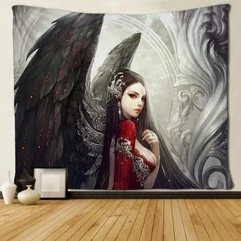 Goth, Gothic Moterų Mergina su Gobelenai Hipių Meno Sienos Kabo Staltiesė