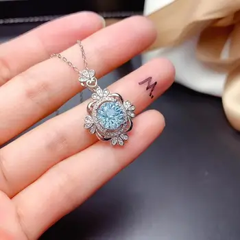 Grakštus ocean blue Topazas žiedas ir karoliai moterų nekilnojamojo 925 sidabro gamtos perlas fejerverkų spalvos naujas designment gimtadienio dovana