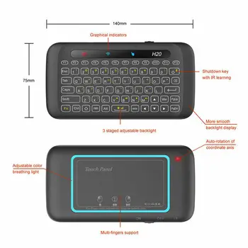 H20 Mini 2.4 G Bevielio Mini Smart Klaviatūra, Touchpad Klaviatūra PC Smart Nuotolinio Valdymo TELEVIZIJA, Telefonas, JK