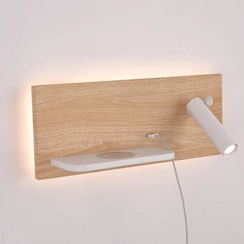 Hartisan Modernios LED Sienų apšvietimo Jungiklis Su Belaidžio ryšio USB Įkrovimo Sienos Lempos Pasukti Vietoje Miegamojo Lovos Apšvietimu Lempa
