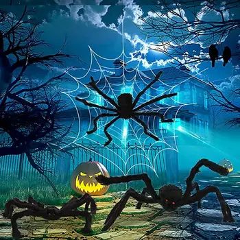 Helovinas Pliušinis Vorai 75/50/30cm vorai & 5m Voratinklis Spidering Interneto Juodas Voras laimingam Šalies Helovinas Namų Apdaila