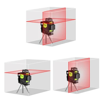 Huepar 8 linijų lazerio lygis Savaime išsilyginantis 3D Lazerio Lygiu Raudonas Spindulys 360 Laipsnių Aprėpties Horizontalusis ir Vertikalusis Lazeris su Impulso Režimas