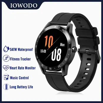 IOWODO Smart Watch Vyrų, Moterų Fitneso Tracker Kalorijas, Širdies ritmo Monitorius Vandeniui 5ATM Sporto Smartwatch 