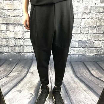 Japonijos paprasta prarasti kojų didelis tarpkojo kelnes rudenį ir žiemą madinga vyriški tamsiai ruožas plonas haremo kelnės gryna juoda atsitiktinis kelnės