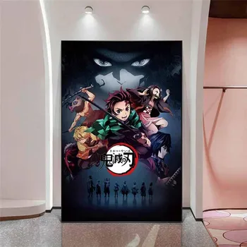 Japonų Anime Demon Slayer Kimetsu Nr. Yaiba Kamado Tanjirou Kamado Nezuko Drobė Art Plakatai, Sienų Kabo Paveikslai Namų Dekoro