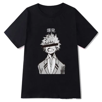 Japonų anime t shirts Mano herojus akademinės bendruomenės cosplay t shirts Bakugou Katsuki tee viršūnės