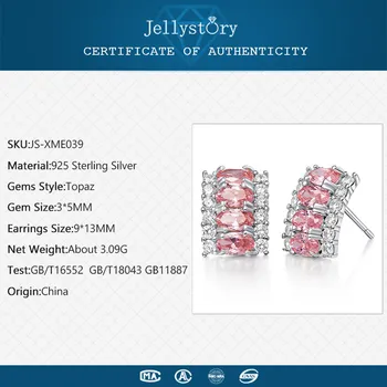 Jellystory Madinga 925 sidabro auskarai su spalvinga 3*5mm topazas brangakmenio stud auskarai moterims vestuves juvelyriniai dirbiniai didmeninė