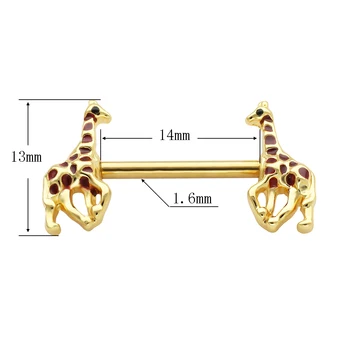 JHJT 2VNT 14G(1.6 mm) Žirafa Spenelių Štanga Auskarų Barų, Kūno Papuošalai Moterims, Spenelių Žiedai
